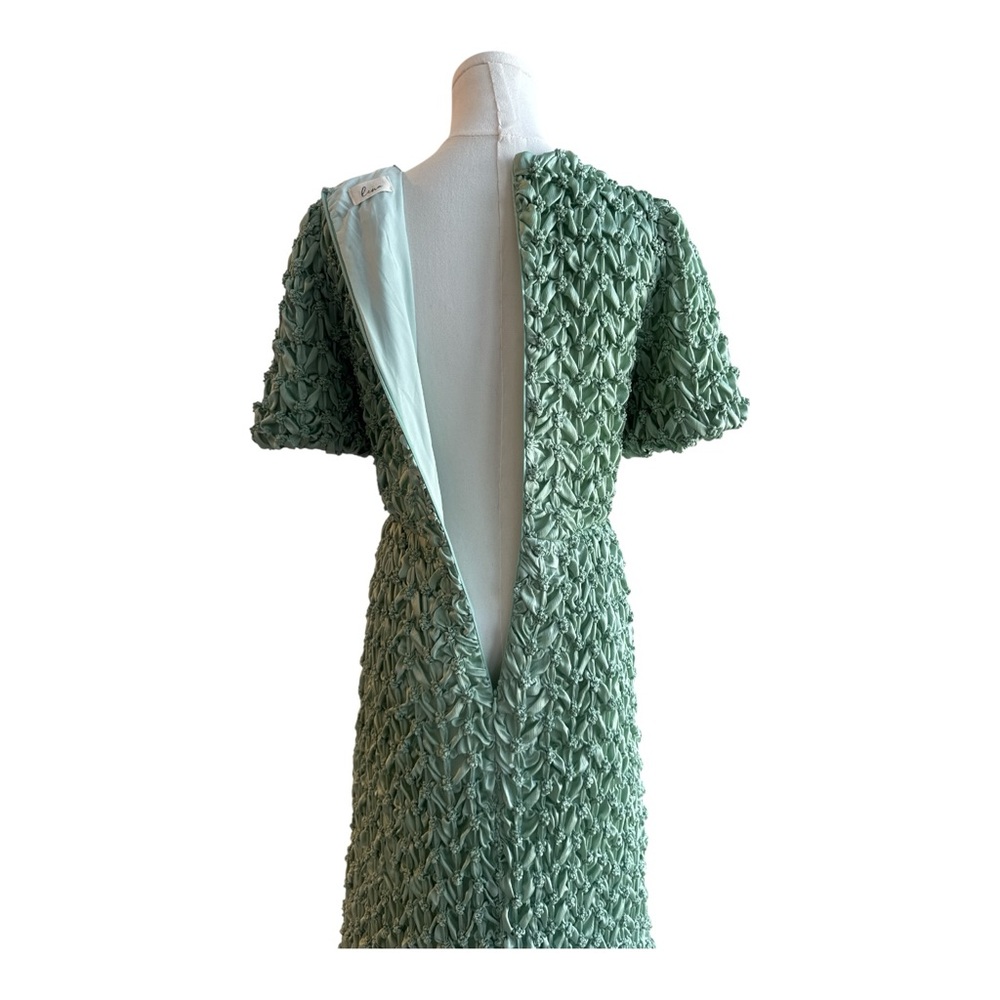 FFF33 Green texted print dress with bow detail size small - Picture 4 of 4
